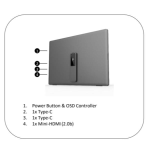 MSI PRO MP161 - Monitor LCD - 16" (15.6" visualizzabile) - portatile - 1920 x 1080 Full HD (1080p) @ 60 Hz - IPS - 250 cd/m² - 600:1 - 4 ms - Mini HDMI, 2xUSB-C - altoparlanti - grigio ferro